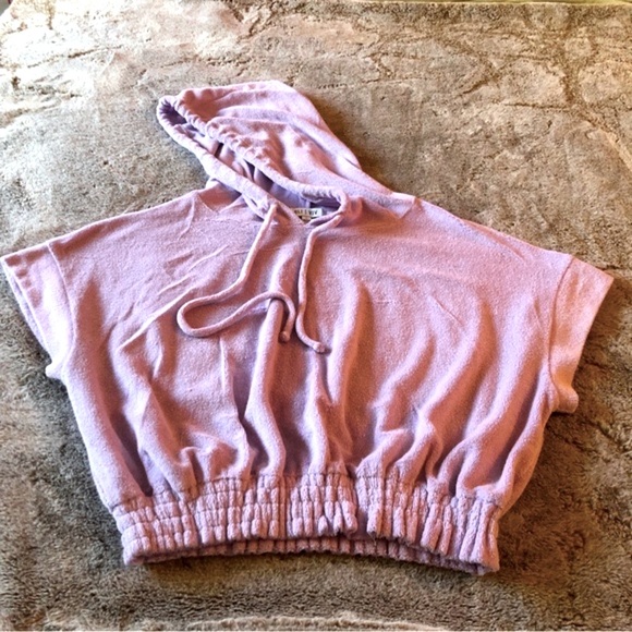 OLI/VIV Lavender Terry Cloth Hoodie Crop top Size L - Picture 7 of 7